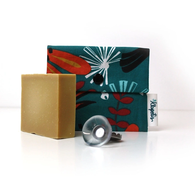 Coffret savon zéro déchet Klapotis vue de face pochette jungle